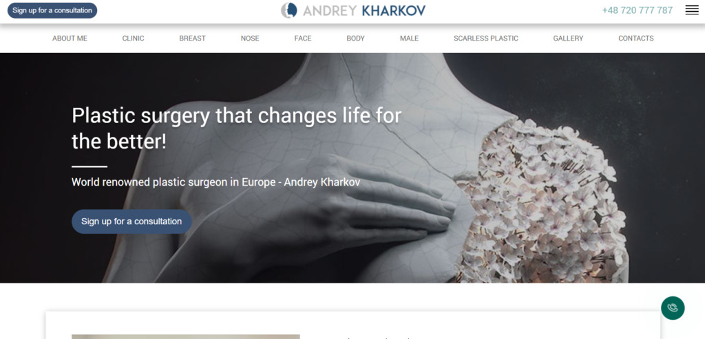 Creation of a website and logo for a plastic surgeon Andreykharkov.com